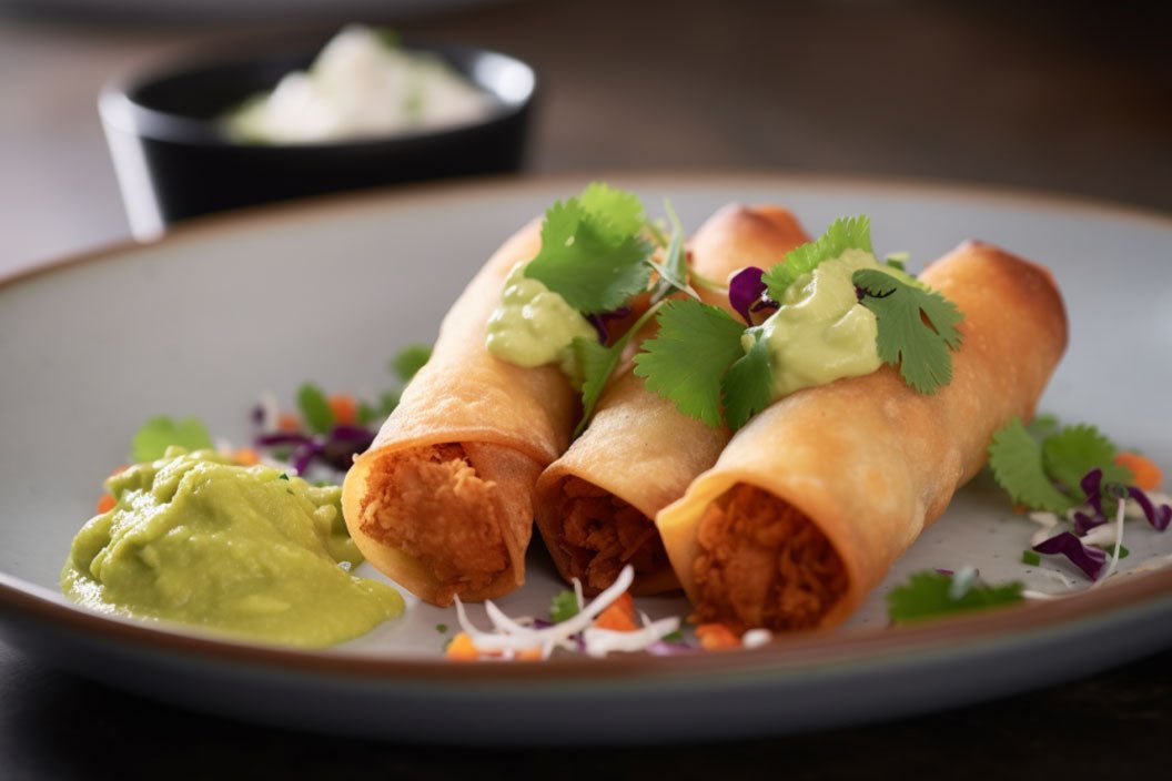 Crispy Chicken Flautas with Spicy Avocado Sauce santokuknives