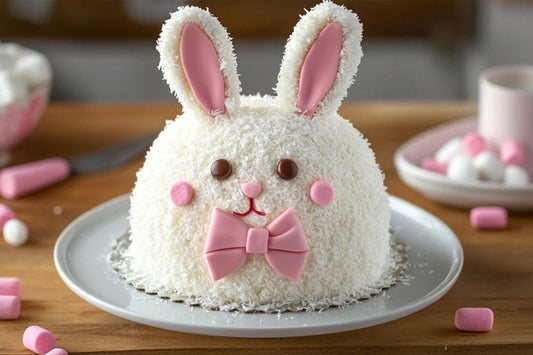 Whimsical Easter Bunny Cake with Coconut Fur and Marshmallow Ears