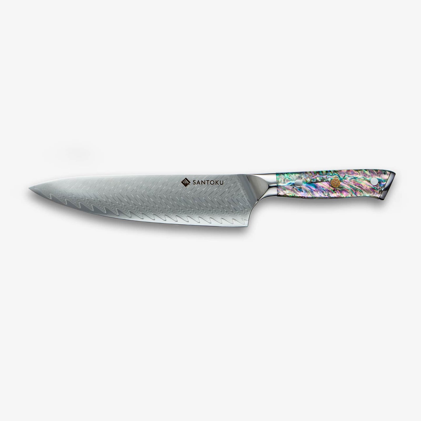 Chikashi Damascus Steel Knife Set With Abalone Handle