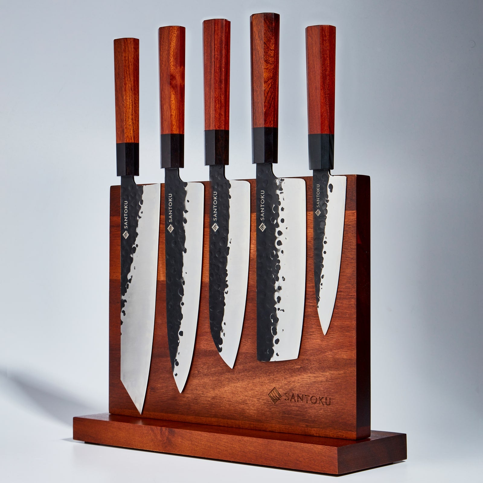 Minato Knife Series with Acacia Wood Magnetic Knife Holder - Petty Knife Only | Santoku Knife