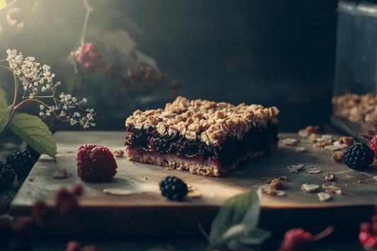 Blackberry and Almond Crumble Bars with Oat Shortbread Base