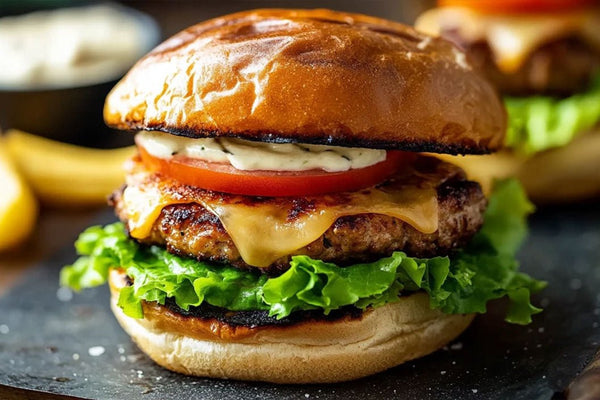 Juicy Chicken Mince Burger with Garlic Aioli