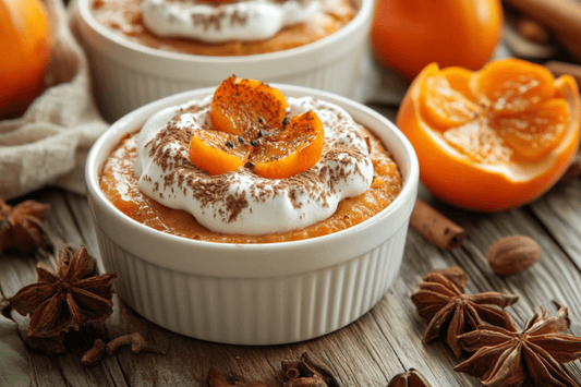 Old-Fashioned Baked Persimmon Pudding with Spices and Cream