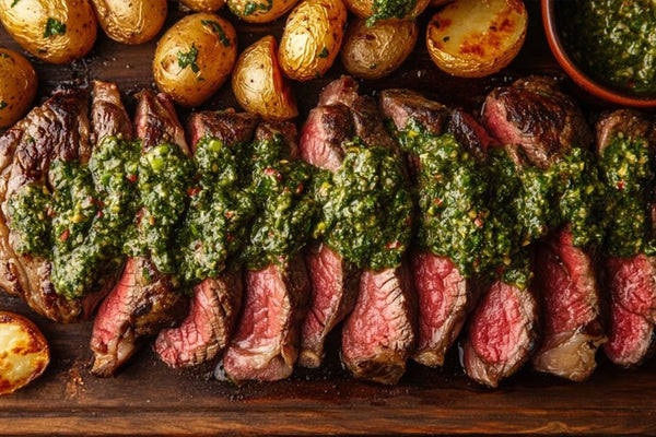 Juicy Grilled Steak with Zesty Chimichurri Sauce