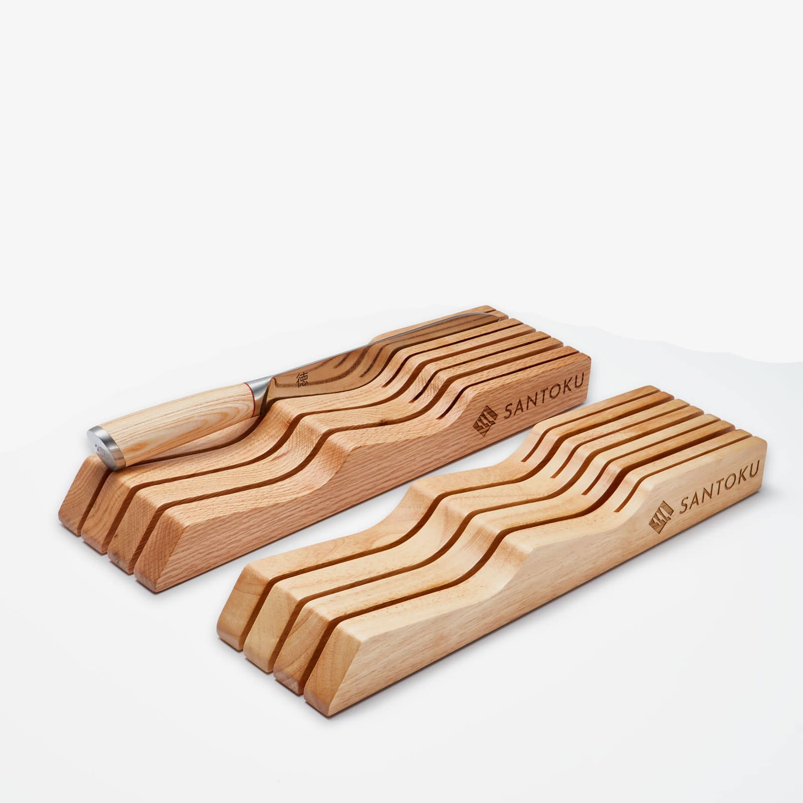 Wooden Knife Block Organiser — Tabletop or Drawer, Holds 7 Knives ...