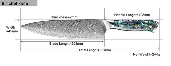 Chikashi (ちかし) Damascus Steel Knife With Abalone Handle