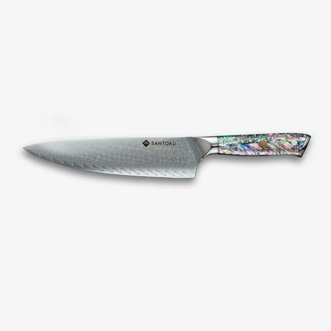 Chikashi Damascus Steel Knife Set With Abalone Handle