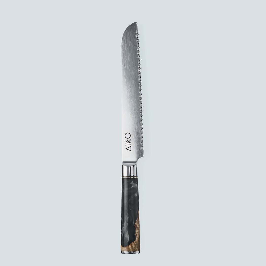 Aiko Black (あいこ, アイコ) Damascus Steel Knife with Coloured Black Resin Handle