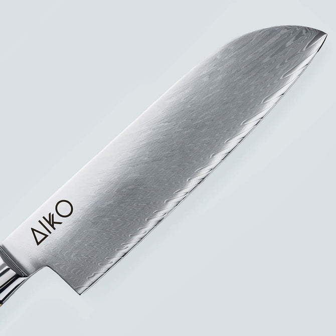 Aiko Blue Damascus Steel Knife with Coloured Blue Resin Handle