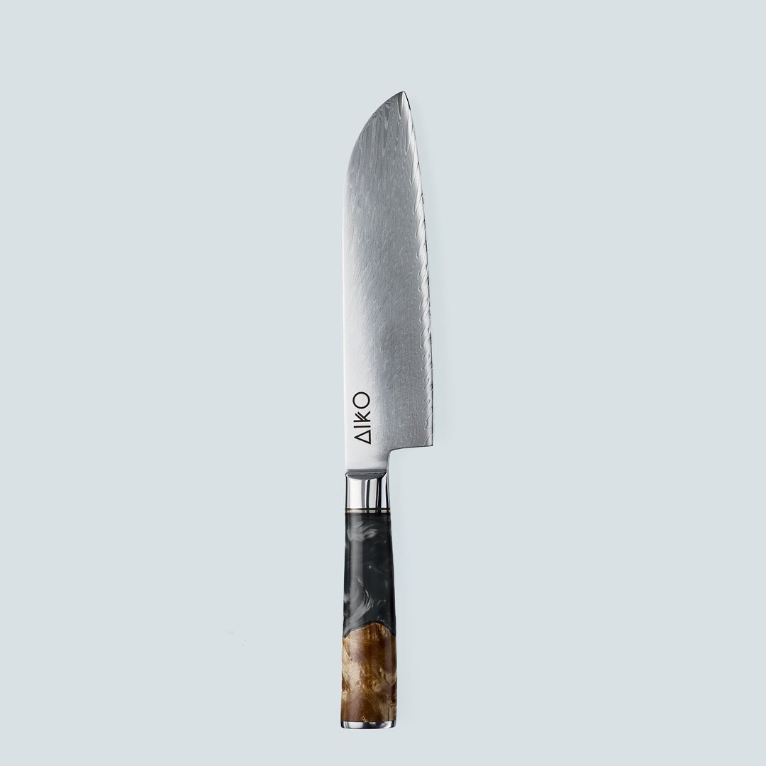 Aiko Black (あいこ, アイコ) Damascus Steel Knife with Coloured Black Resin Handle